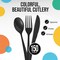 Exquisite Polished Plastic Silverware – 150 Pcs Heavy Duty Cutlery Set – 50 Each of Forks, Knives & Spoons – Disposable Utensil Set for Parties, Events & Catering – Flatware Set by Party Solids